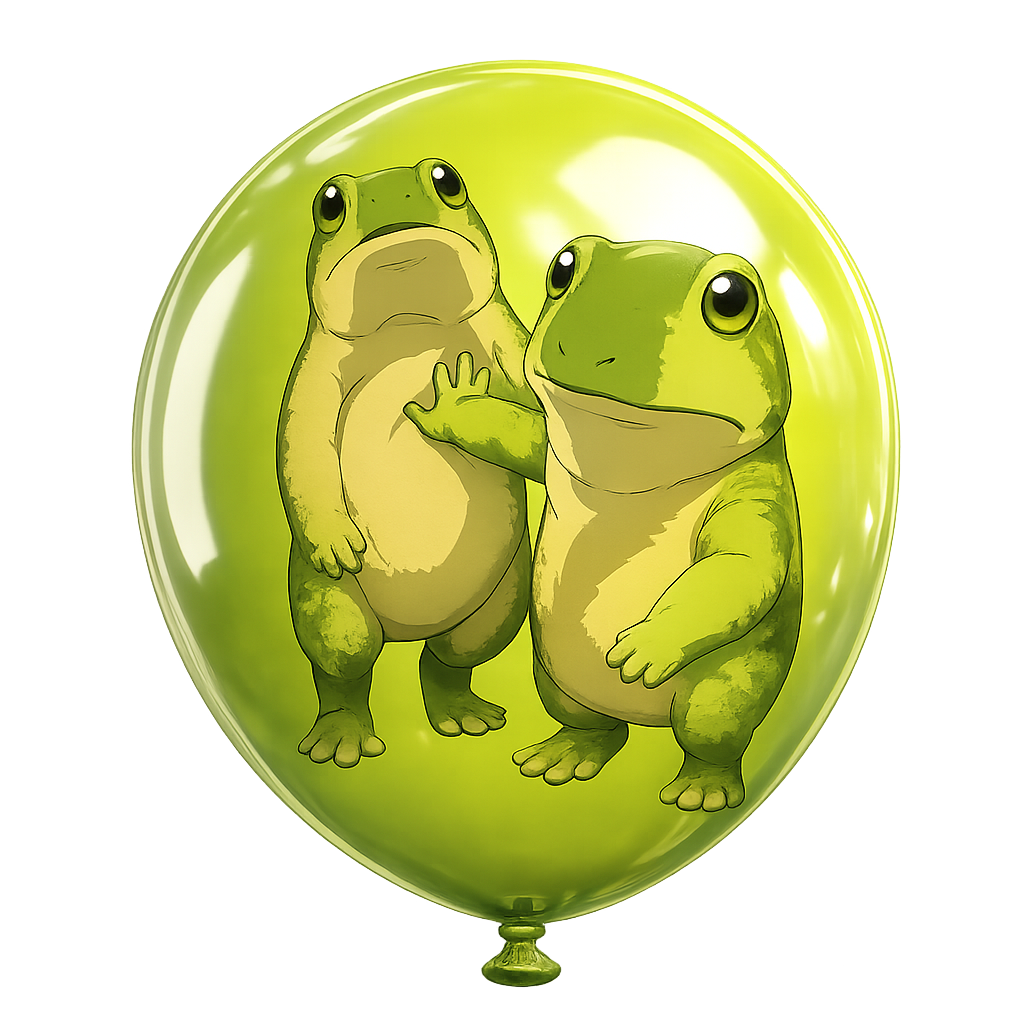 Hollup, the 3D frog balloon mascot of Hollup.trade